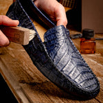 Calzoleria Toscana 4551 Crocodile Driving Shoes Denim