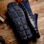 Calzoleria Toscana 4551 Crocodile Driving Shoes Denim