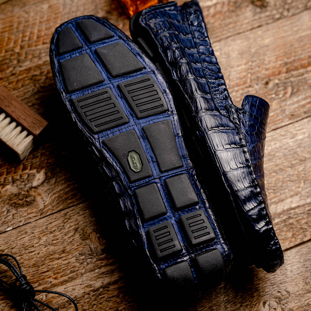 Calzoleria Toscana 4551 Crocodile Driving Shoes Denim