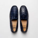 Calzoleria Toscana 4551 Crocodile Driving Shoes Denim