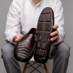 Calzoleria Toscana 4551 Crocodile Driving Shoes Burgundy