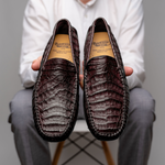 Calzoleria Toscana 4551 Crocodile Driving Shoes Burgundy