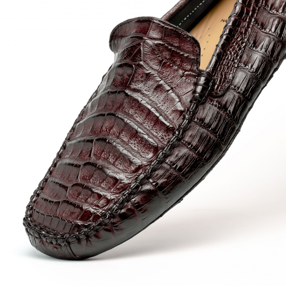 Calzoleria Toscana 4551 Crocodile Driving Shoes Burgundy