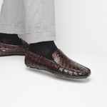Calzoleria Toscana 4551 Crocodile Driving Shoes Burgundy