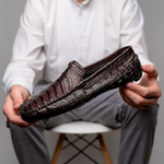 Calzoleria Toscana 4551 Crocodile Driving Shoes Burgundy