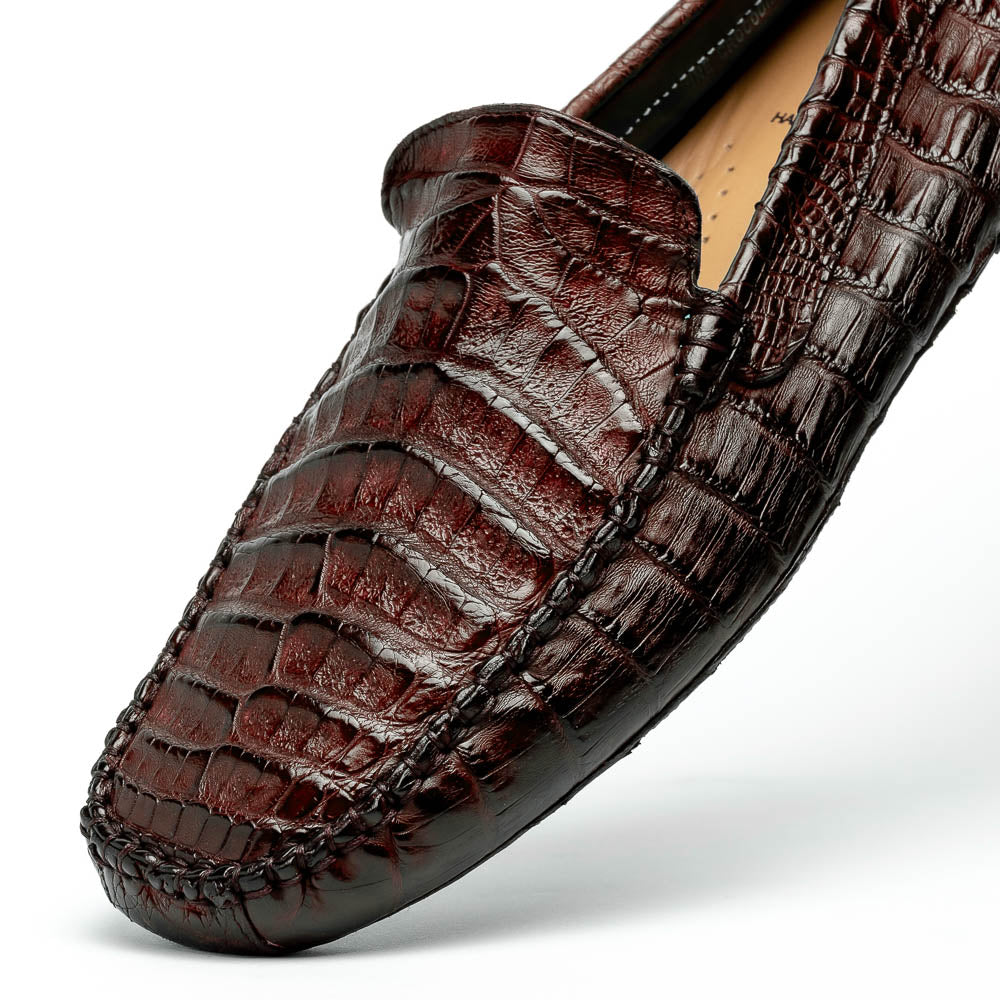 Calzoleria Toscana 4551 Crocodile Driving Shoes Dark Brown