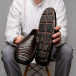 Calzoleria Toscana 4551 Crocodile Driving Shoes Dark Brown