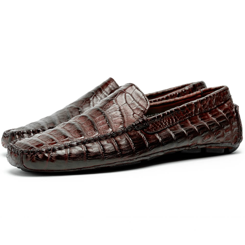 Calzoleria Toscana 4551 Crocodile Driving Shoes Dark Brown