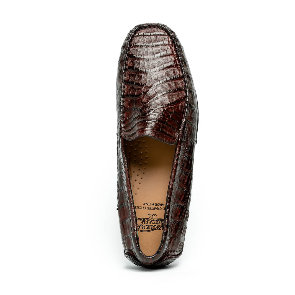 Calzoleria Toscana 4551 Crocodile Driving Shoes Dark Brown