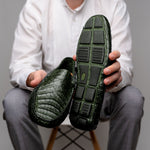Calzoleria Toscana 4551 Crocodile Driving Shoes Green