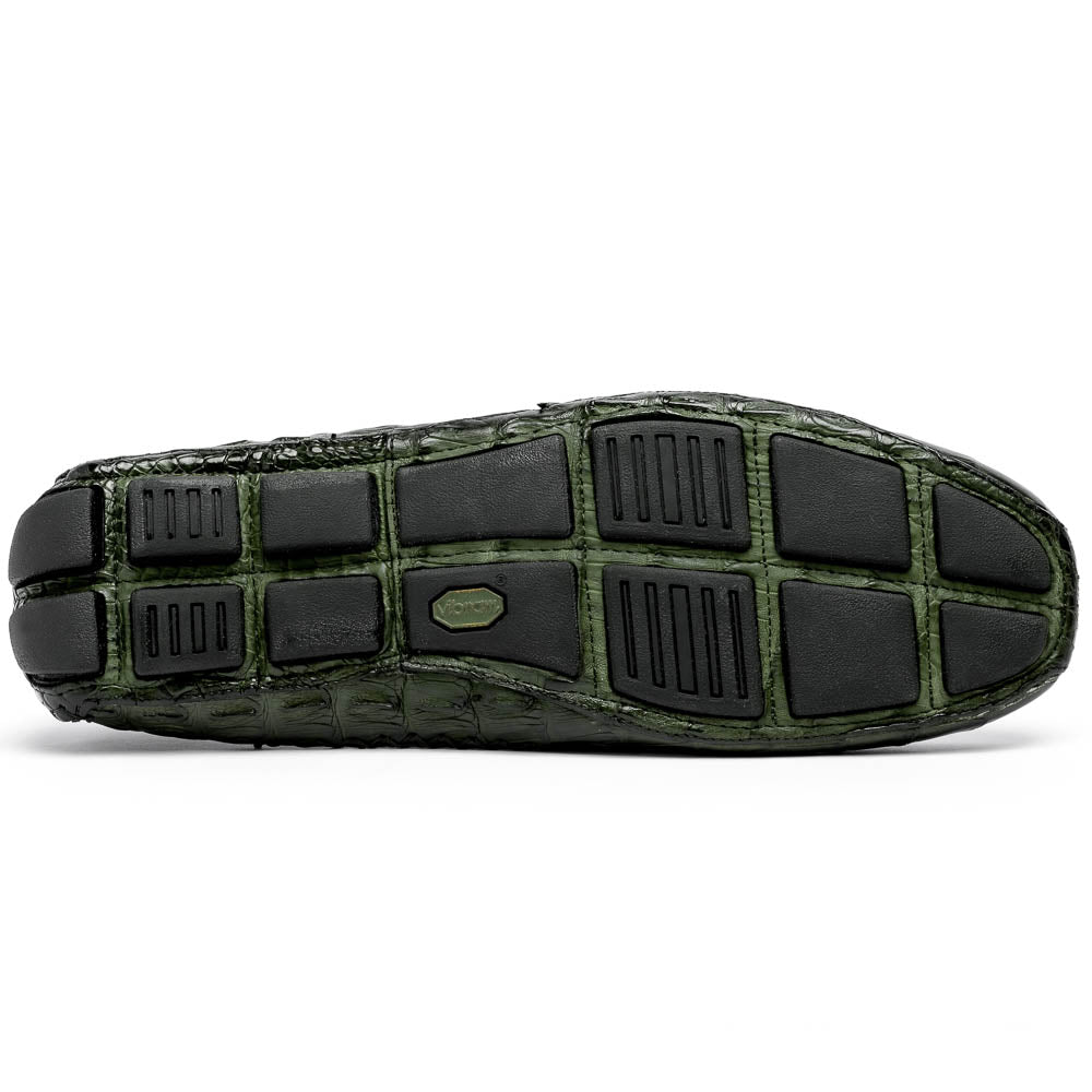 Calzoleria Toscana 4551 Crocodile Driving Shoes Green