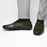 Calzoleria Toscana 4551 Crocodile Driving Shoes Green