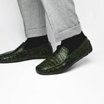 Calzoleria Toscana 4551 Crocodile Driving Shoes Green