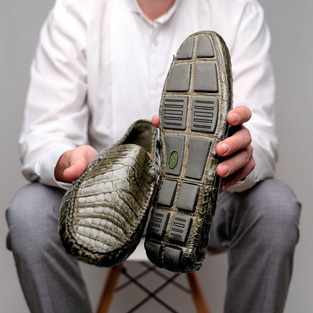 Calzoleria Toscana 4551 Crocodile Driving Shoes Rope