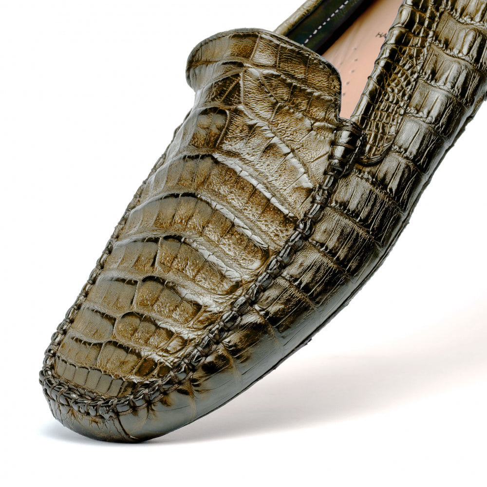 Calzoleria Toscana 4551 Crocodile Driving Shoes Rope