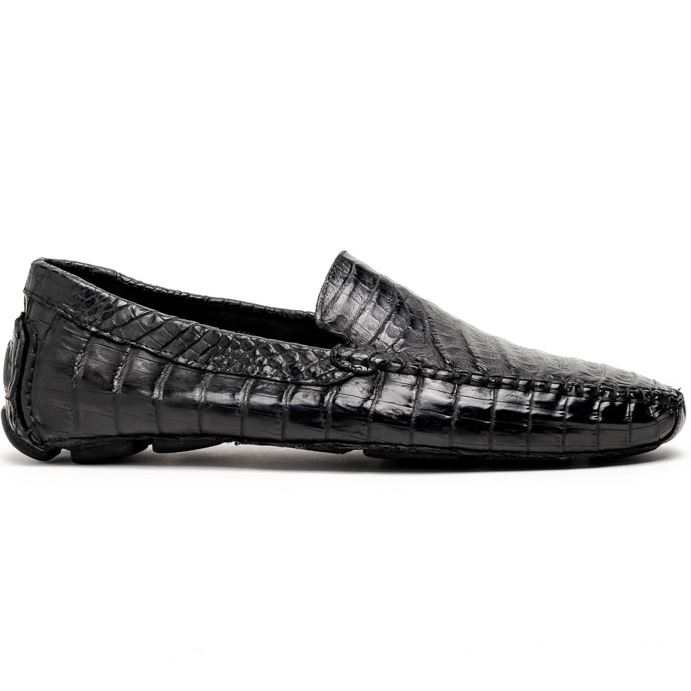 Calzoleria Toscana 4551 Crocodile Driving Shoes Black