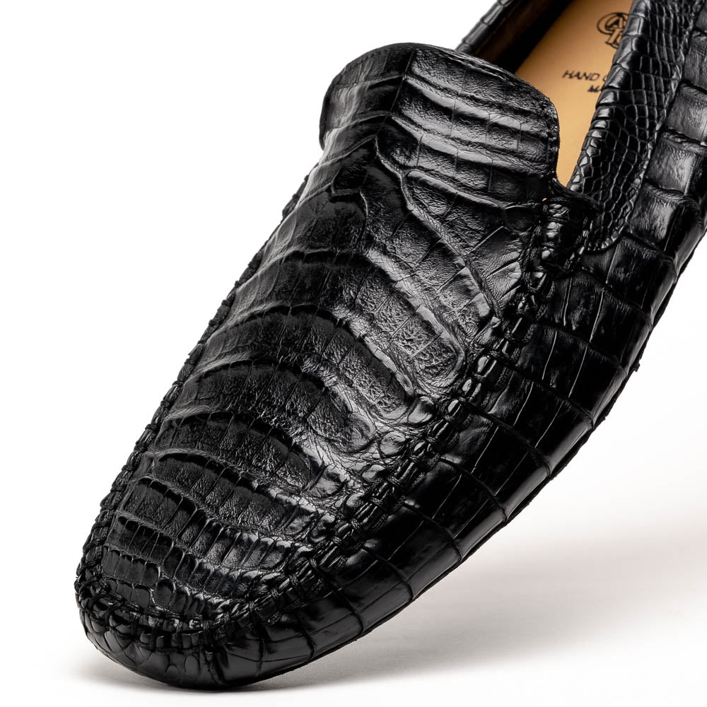 Calzoleria Toscana 4551 Crocodile Driving Shoes Black