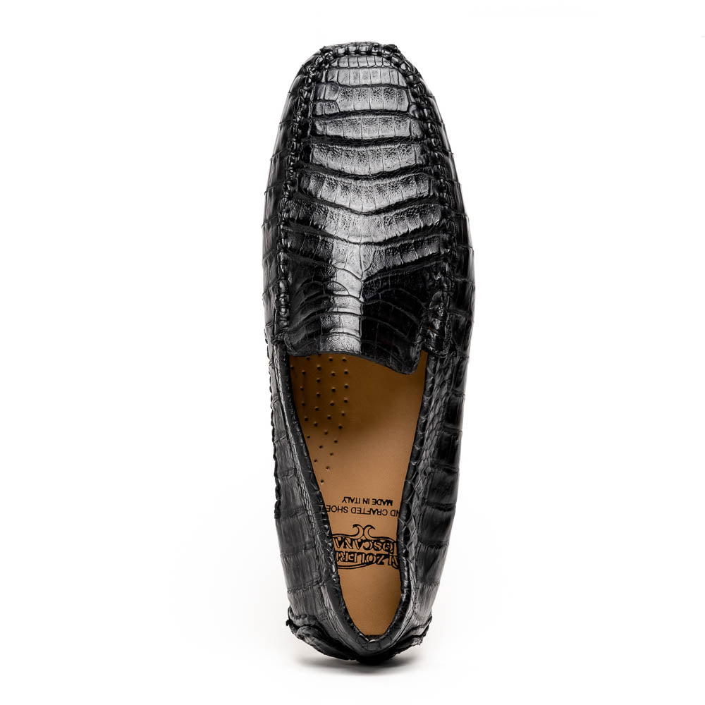 Calzoleria Toscana 4551 Crocodile Driving Shoes Black