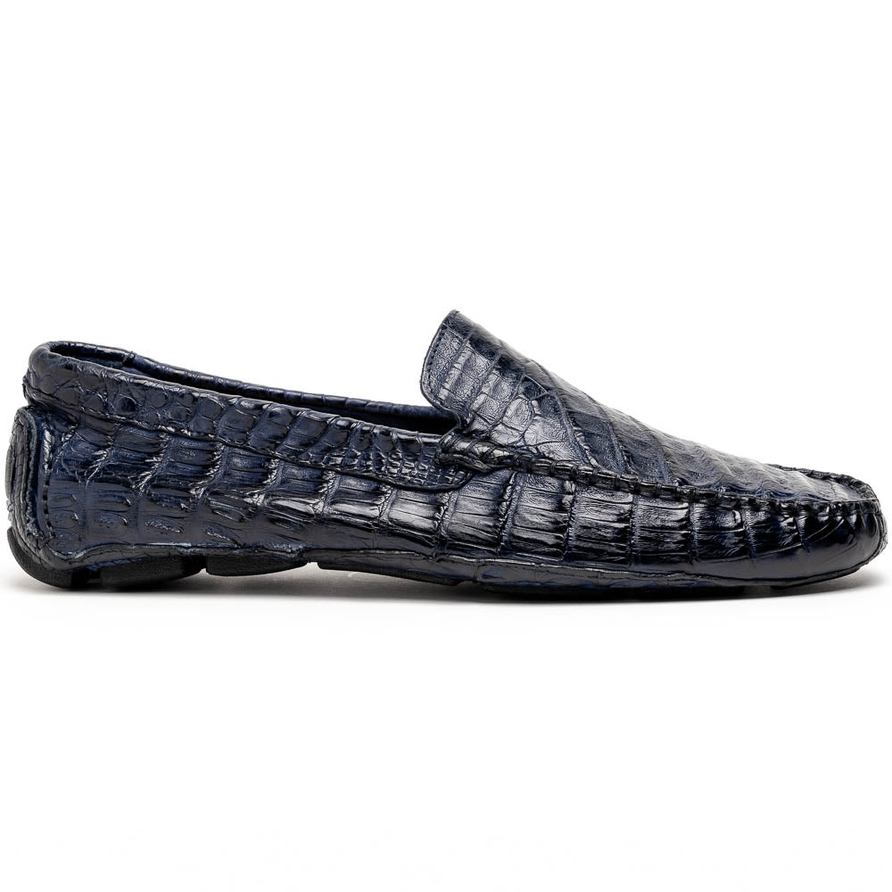 Calzoleria Toscana 4551 Crocodile Driving Shoes Denim