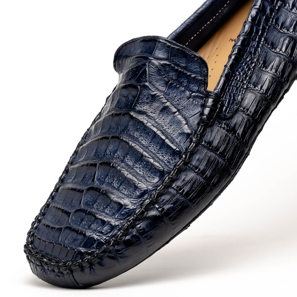 Calzoleria Toscana 4551 Crocodile Driving Shoes Denim