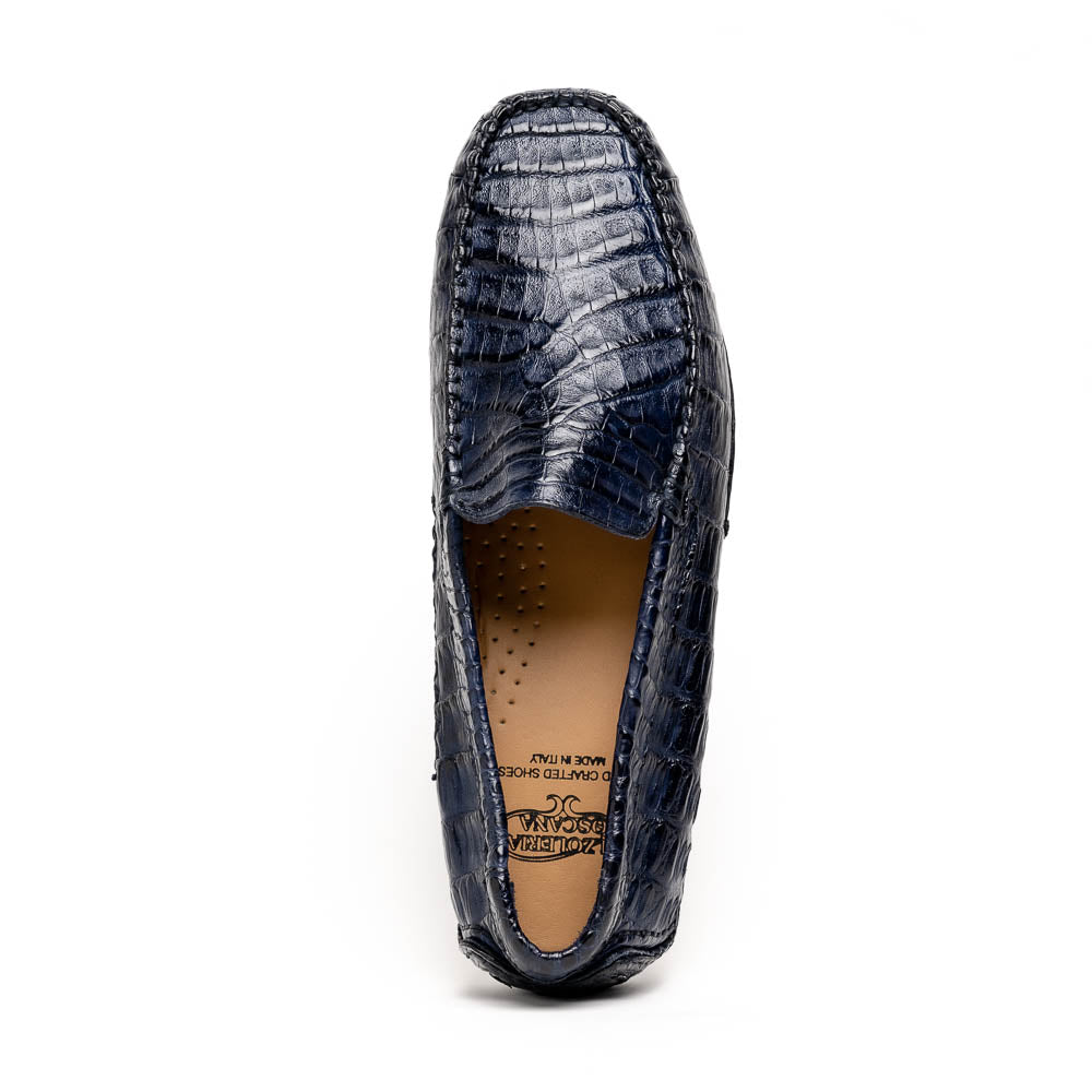 Calzoleria Toscana 4551 Crocodile Driving Shoes Denim