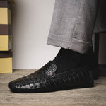Calzoleria Toscana 4551 Crocodile Driving Shoes Black