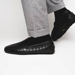 Calzoleria Toscana 4551 Crocodile Driving Shoes Black
