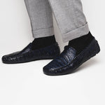 Calzoleria Toscana 4551 Crocodile Driving Shoes Denim