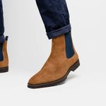 Zelli Gianna Suede Chelsea Boots Cognac / Navy (46-210-CGN)