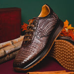 Mezlan 4656F Caiman Crocodile Sneakers Taupe / Brown EXCLUSIVE