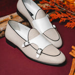 Corrente C137-4661HS Double Monk Strap Vamp Shoes White