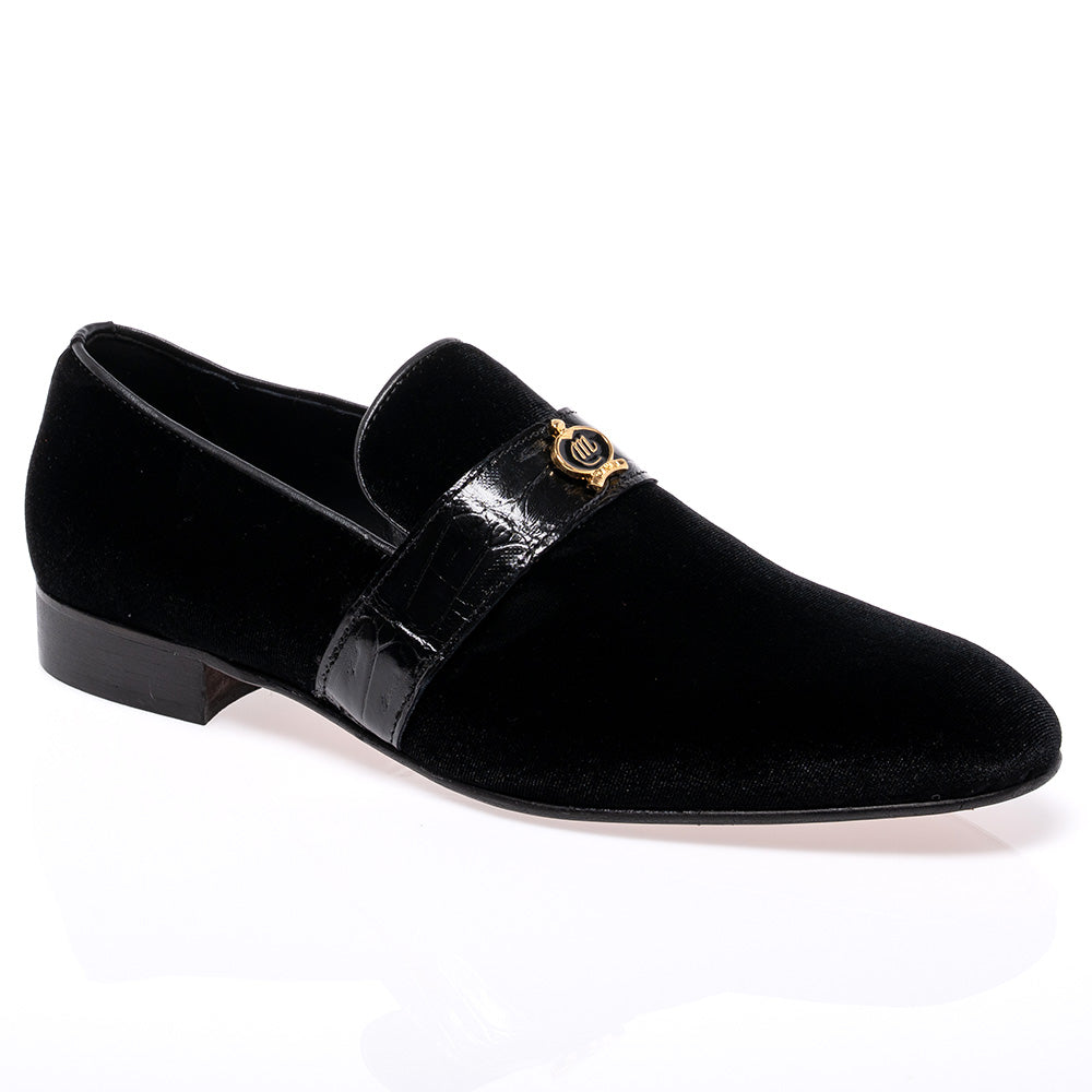 Mauri 4709/11 Velvet & Baby Crocodile Loafer Black