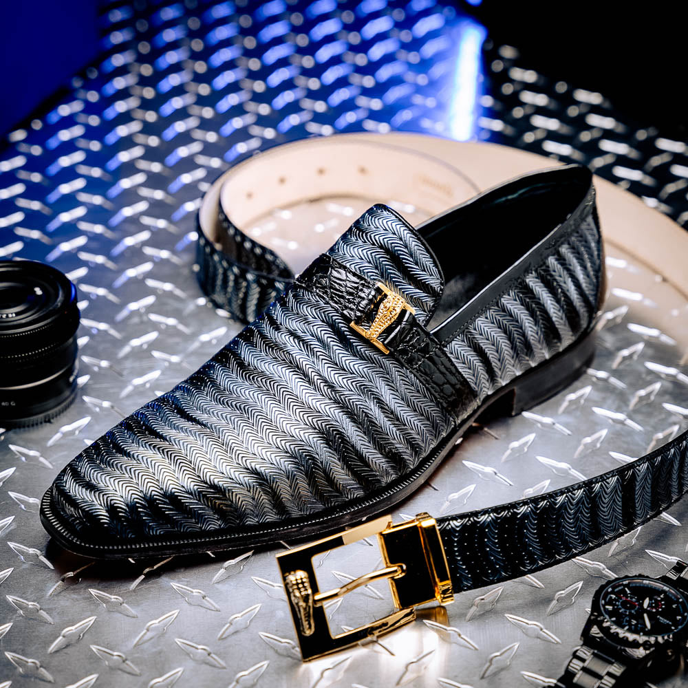 Mauri 4709/6 Elegante Balera Fabric/ Alligator Shoes Light Grey/ Med Grey/ Black (Special Order)