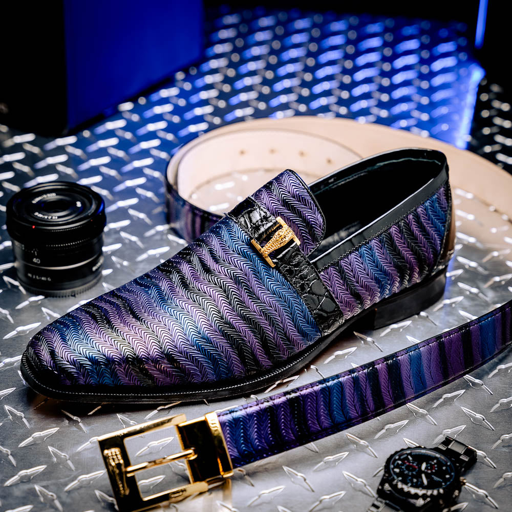 Mauri 4709/6 Elegante Balera Fabric/ Alligator Shoes Purple/ Blue/ Black Mauri 4709/6 Elegante Balera Fabric/ Alligator Shoes Purple/ Blue/ Black