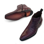 Mezlan Blackmore Crocodile Dress Boots Burgundy (4715-F)