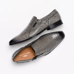 Mezlan Crocodile Gore Monk Strap SX102 Pearl Grey (SX102)