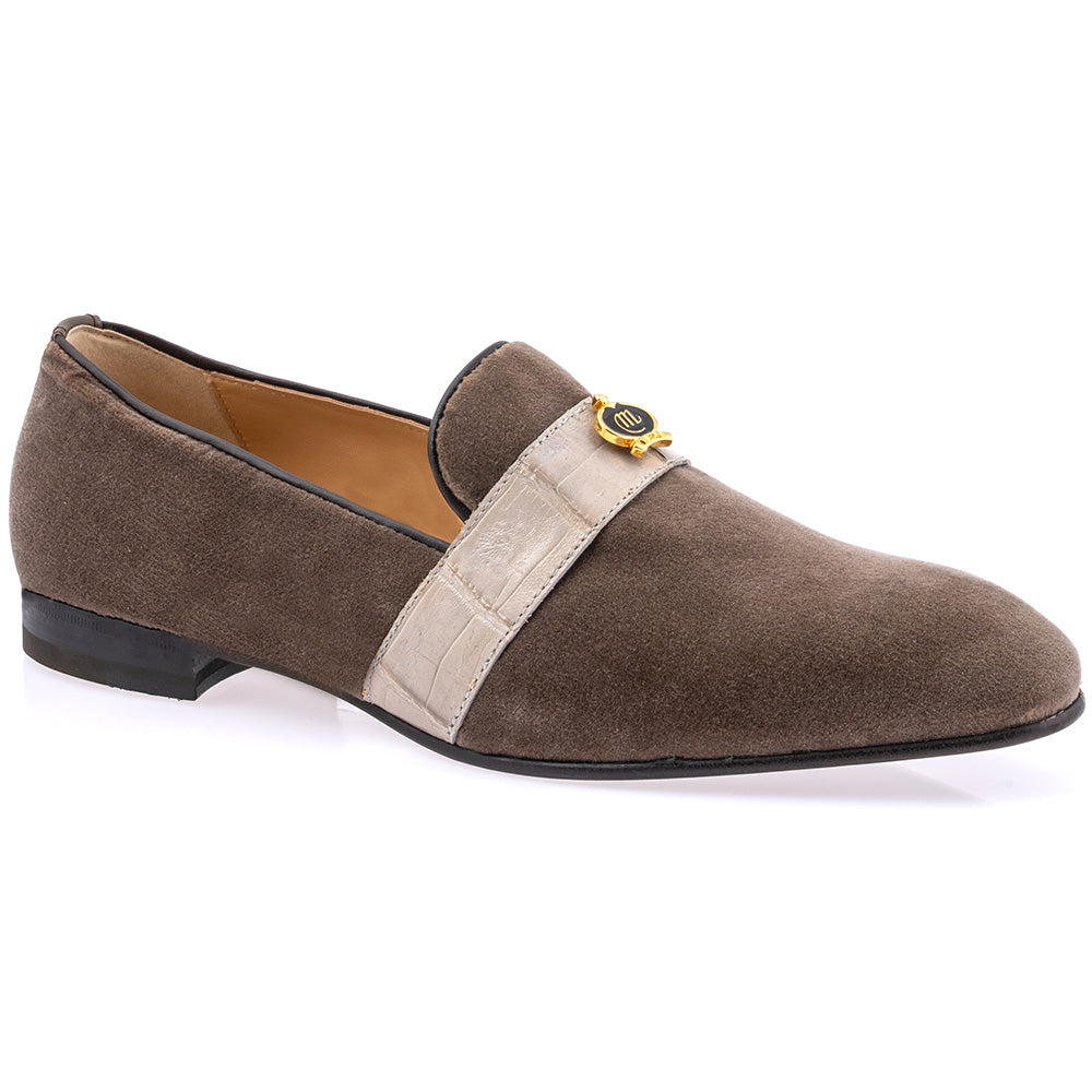 Mauri 4709/11 Elegante Velvet & Baby Crocodile Loafer Grey Acre