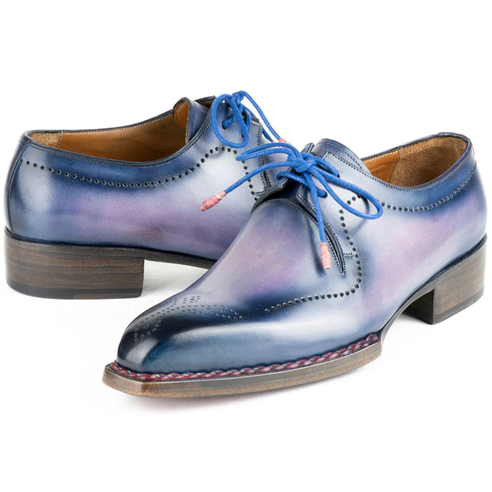 Paul Parkman Men's Hand-Welted Leather Derby Shoes Pink & Navy 