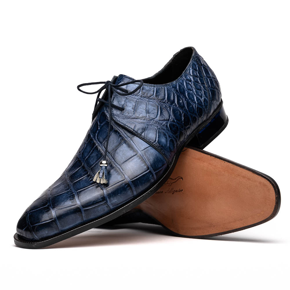 Mauri 4851 Alligator Derby Wonder Blue | MensDesignerShoe.com