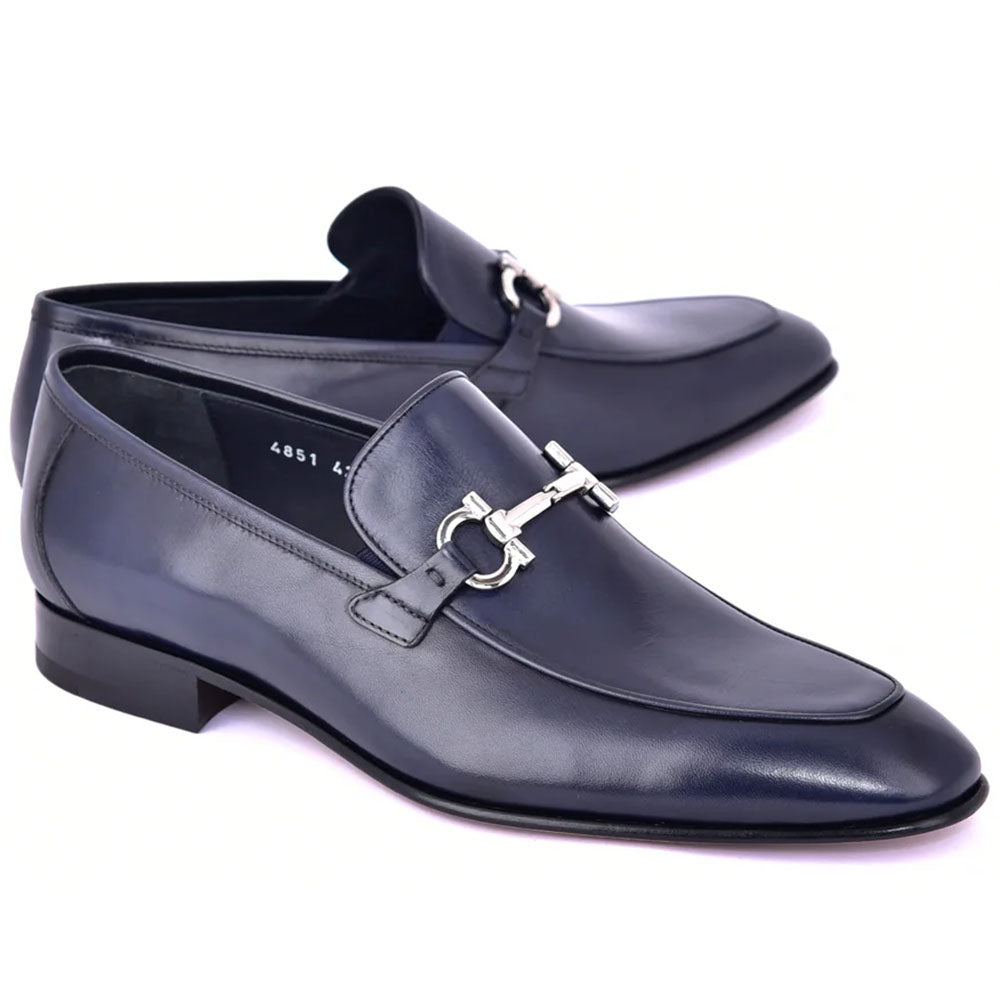 Corrente C120-4851 Bit Buckle Loafers Navy