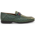 Mezlan Ostrich Designer Loafer Olive