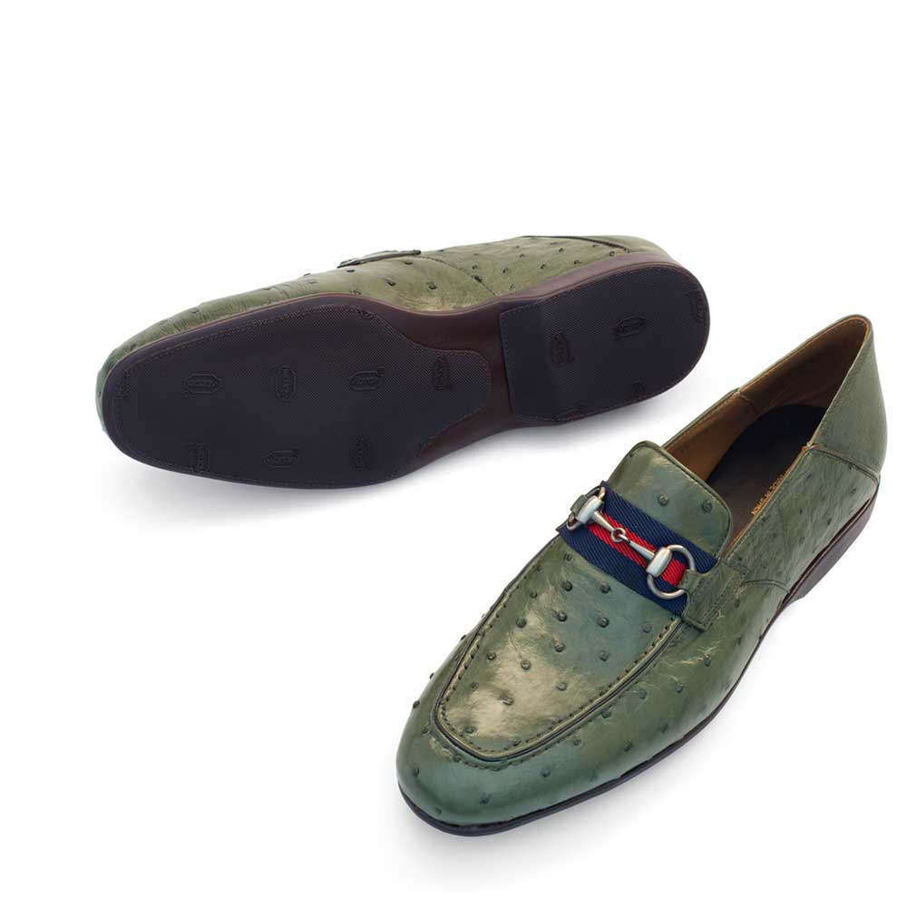 Mezlan Ostrich Designer Loafer Olive