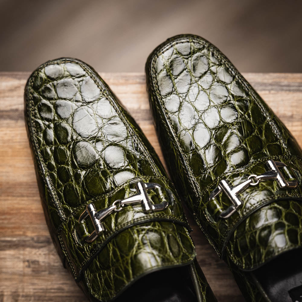 Mauri 4885 Croco Flanks Dress Shoes Money Green (Special Order)
