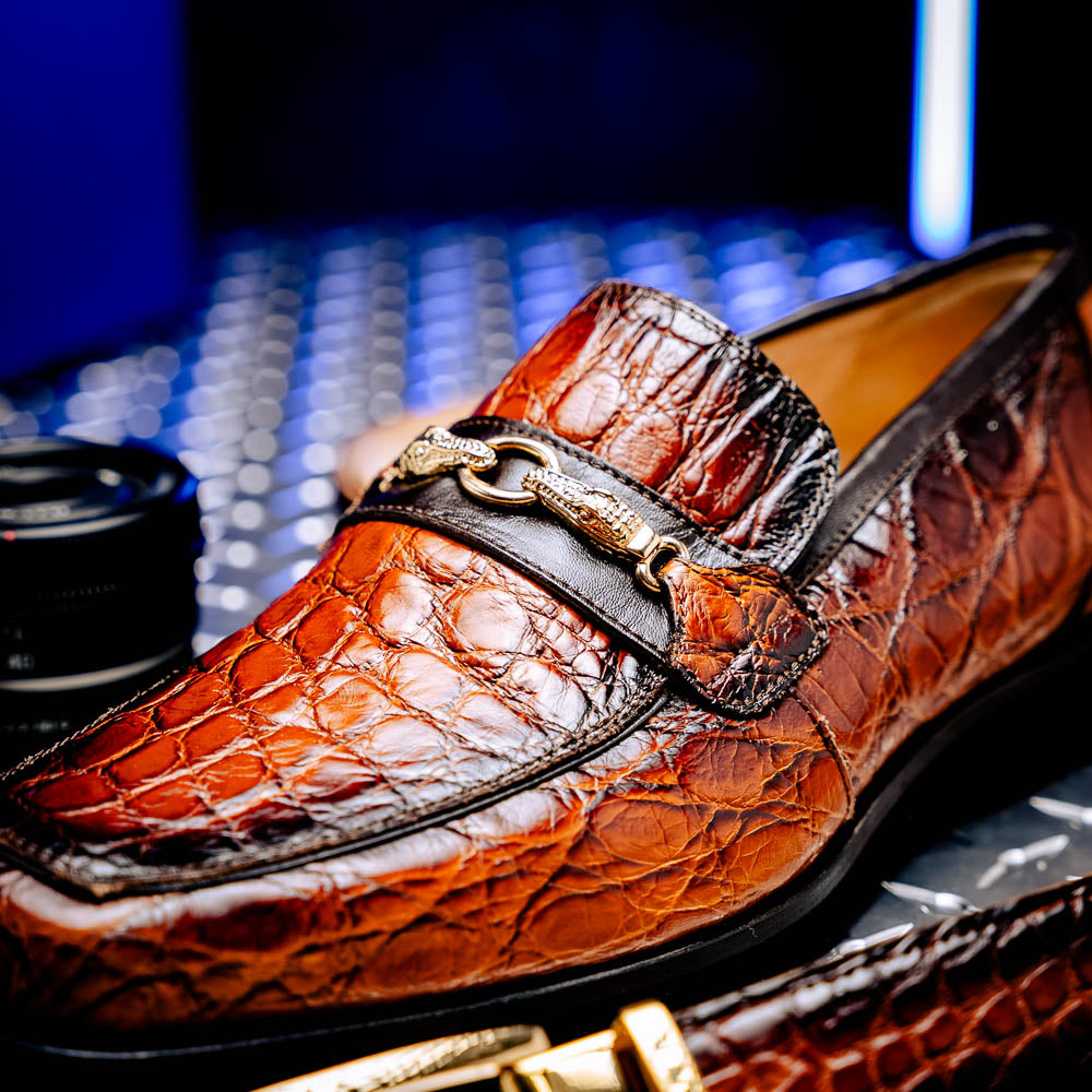 Mauri 4894/7 Debonair Alligator/ Nappa Loafers Cognac/ Dirty Gold