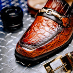 Mauri 4894/7 Debonair Alligator/ Nappa Loafers Cognac/ Dirty Gold