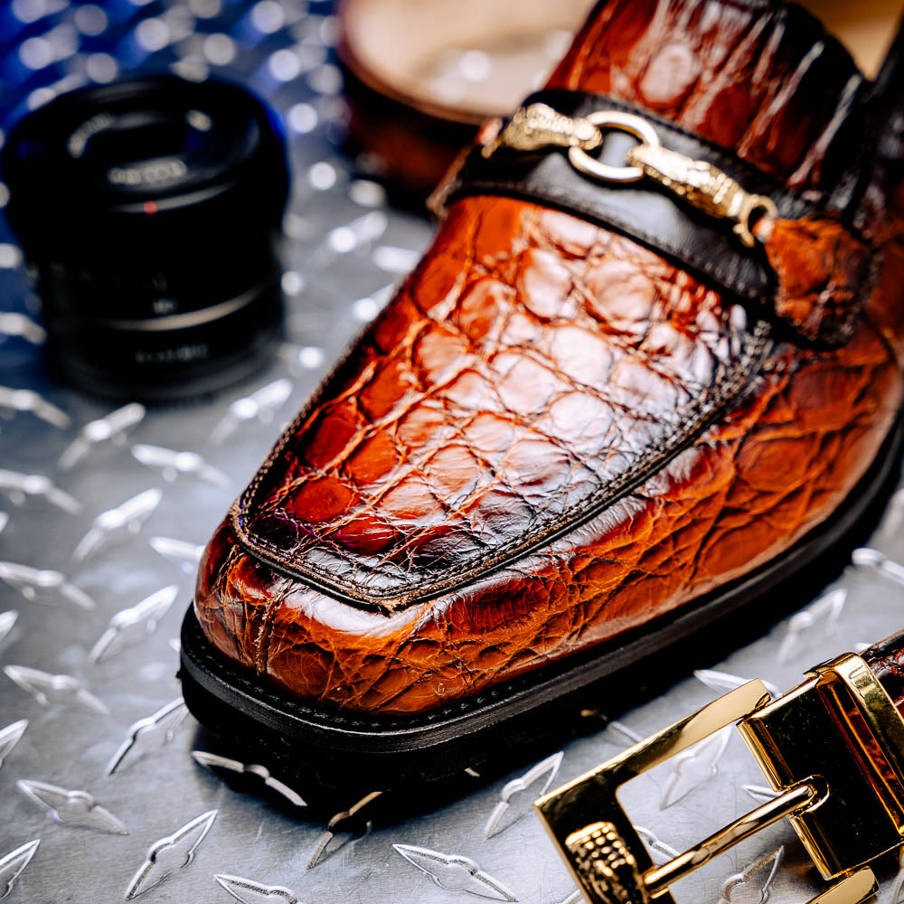 Mauri 4894/7 Debonair Alligator/ Nappa Loafers Cognac/ Dirty Gold