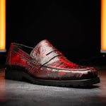 Mauri 4894/7 Ostrich Penny Loafers Black Cherry (Special Order)