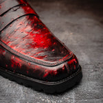 Mauri 4894/7 Ostrich Penny Loafers Black Cherry (Special Order)