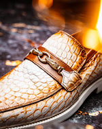 Mauri 4894/7 Debonair Alligator & Nappa Loafers White / Dirty Cognac