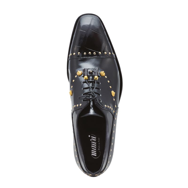 Mauri 4901 Vegas Alligator & Calfskin Cap Toe Black